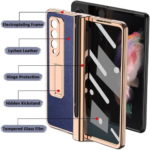 Samsung Galaxy Z Fold 3 Case With Pen Holder - Blue