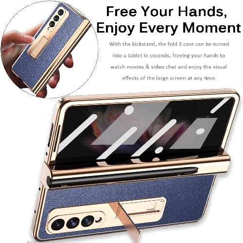 Samsung Galaxy Z Fold 3 Case With Pen Holder - Blue