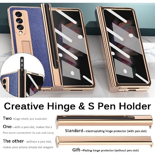 Samsung Galaxy Z Fold 3 Case With Pen Holder - Blue