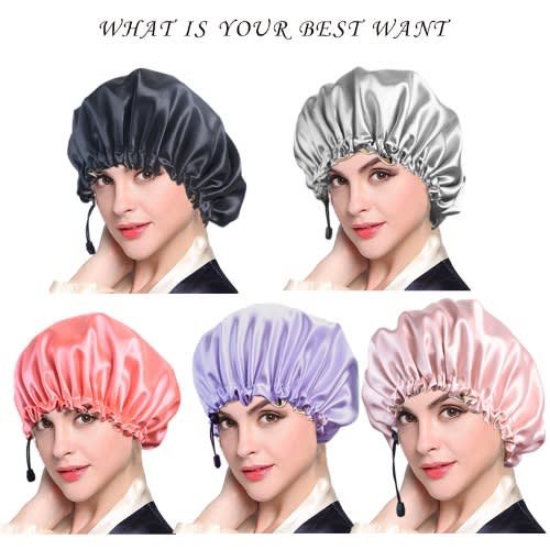 Adjustable Sleep Satin Bonnet- Grey