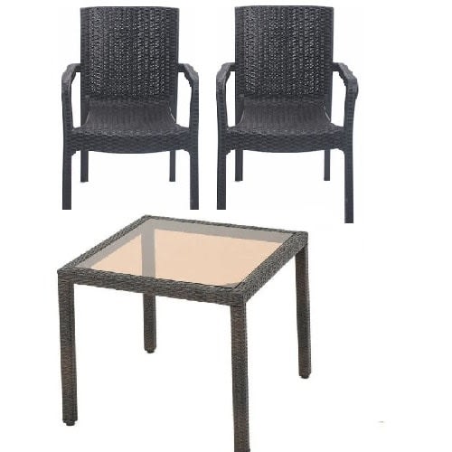 Outdoor Rattan Table And 2-chairs Set
