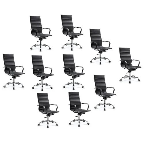 Double Function Modern High Back Executive Iron Frame Swivel Leather Office Chair-10pieces