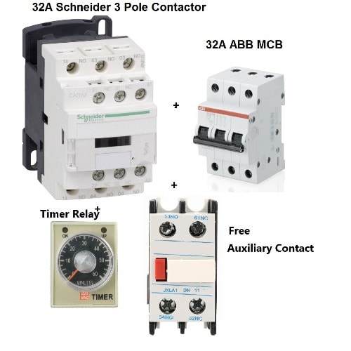 32a Contactor With 32a Abb Mcb Circuit Breaker And Timer Relay