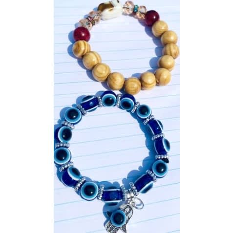 Blue Eyes + Classic Wood Stone Bracelet - 2 in 1