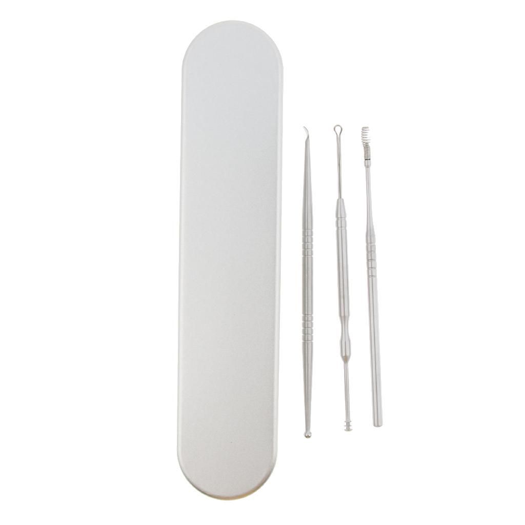 3 Pieces Portable Stainless Steel Ear Cleaner Kit Home Travel Or Daily
