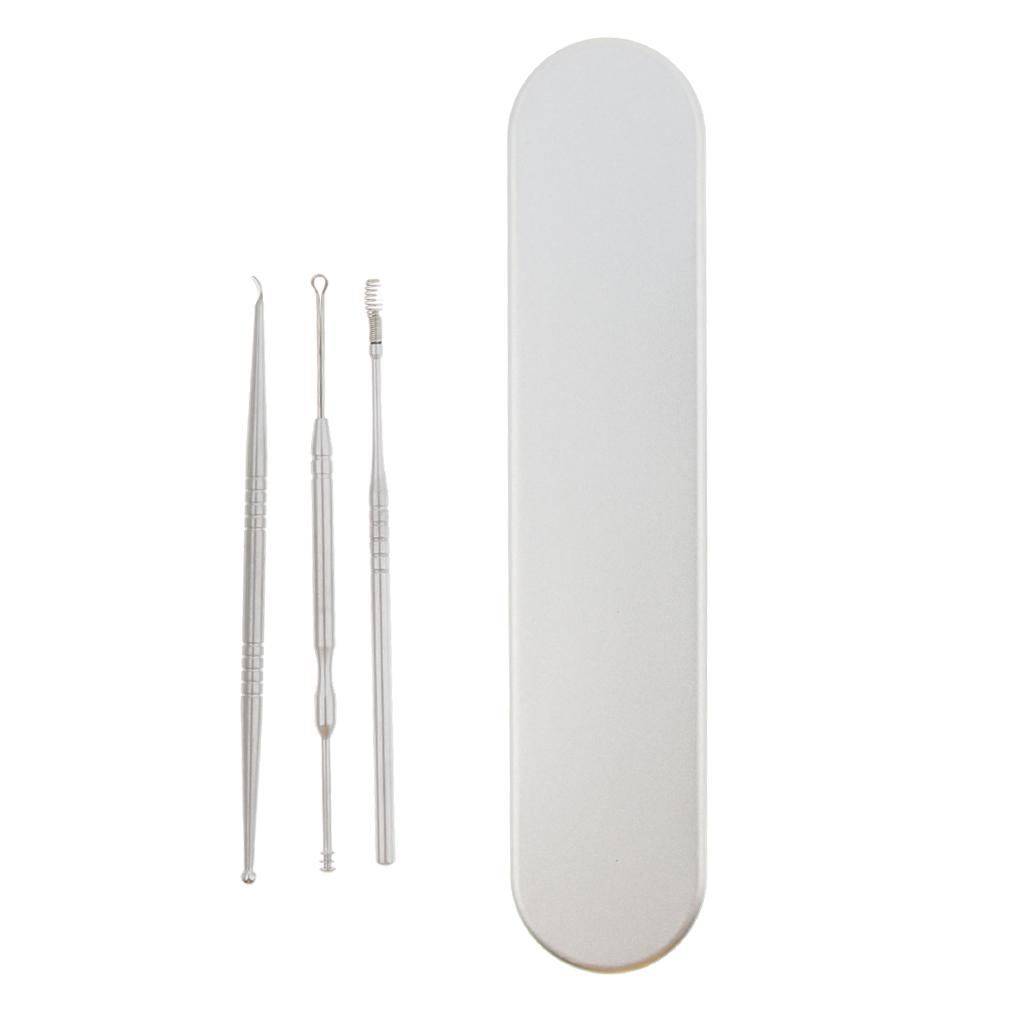 3 Pieces Portable Stainless Steel Ear Cleaner Kit Home Travel Or Daily