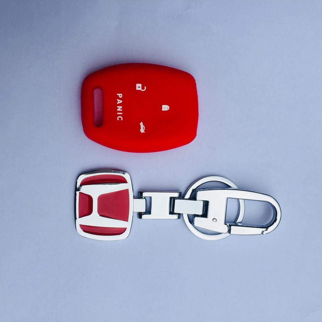 Red Honda Key Holder And Silicone Remote Case Cover