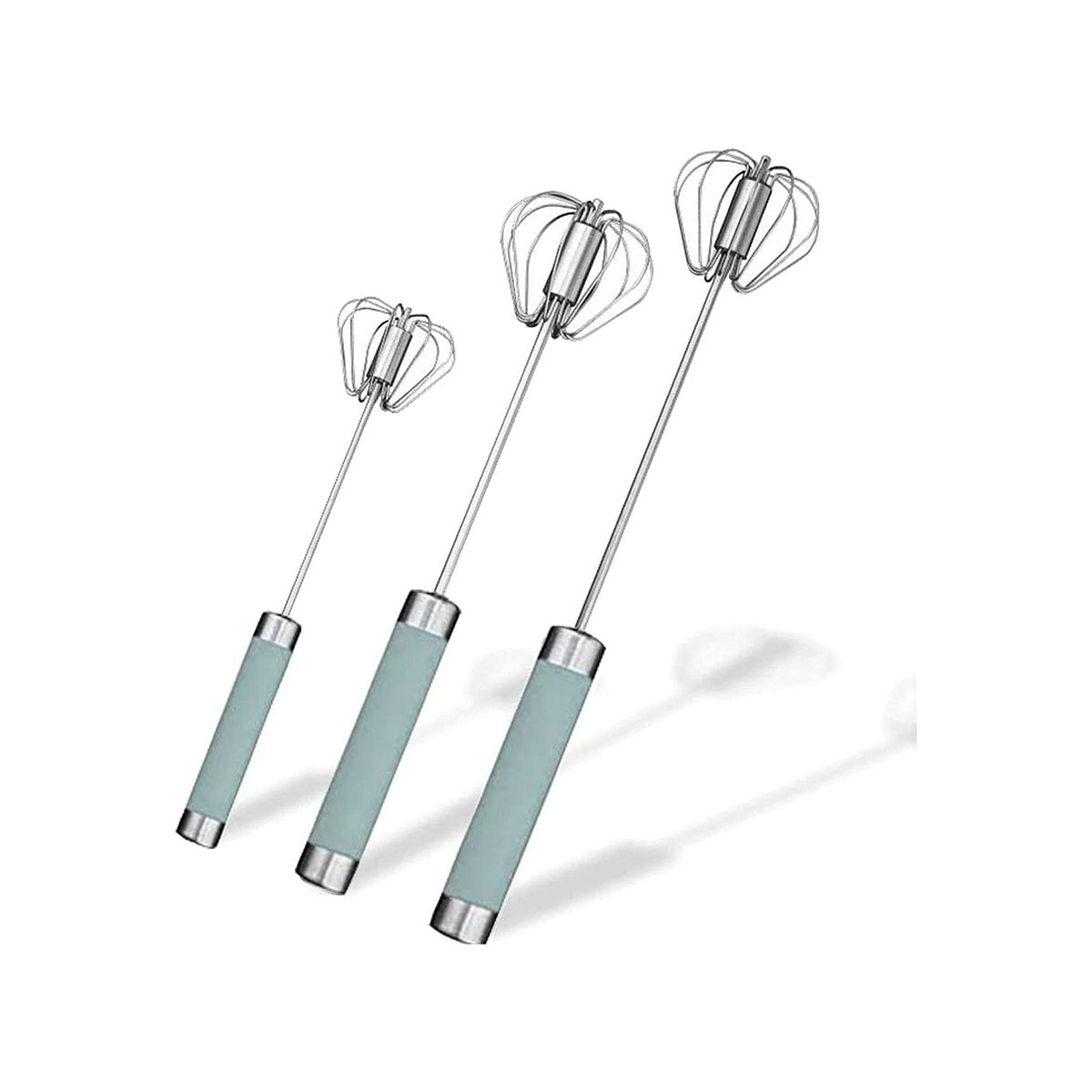 Stainless Steel Semi-Automatic Egg Whisk - 3PCS Hand Push