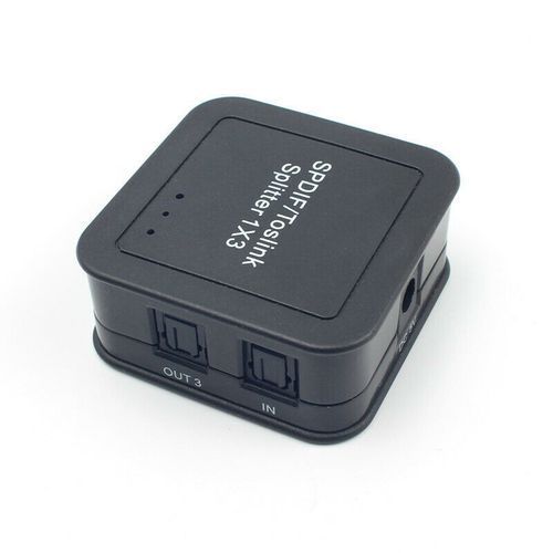 Toslink Digital Optical Fibre Audio Splitter Box Hub 1to3 TV Sound Bar Amp