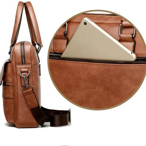 2021 New Brand Men's  Briefcase Bag Fashion Handbag Shoulder Bag Split Quality PU Leather Men Office Bags For 14 Inch Laptop Bag