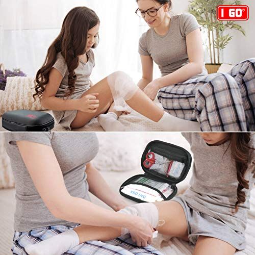 I GO 85 Pieces Hard Shell Mini Compact First Aid Kit Small P