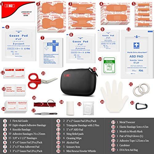 I GO 85 Pieces Hard Shell Mini Compact First Aid Kit Small P