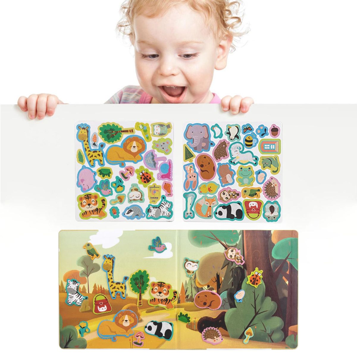 Cartoon Puzzle Toys Interactive Animal World Scene