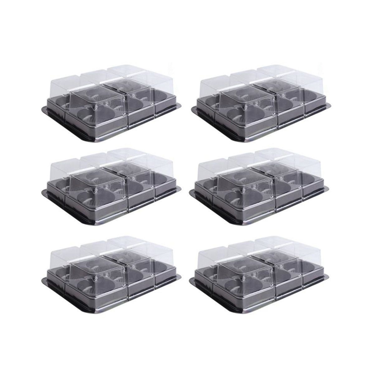 100Pcs 6 Cavities Plastic Mooncake Tray Transparent