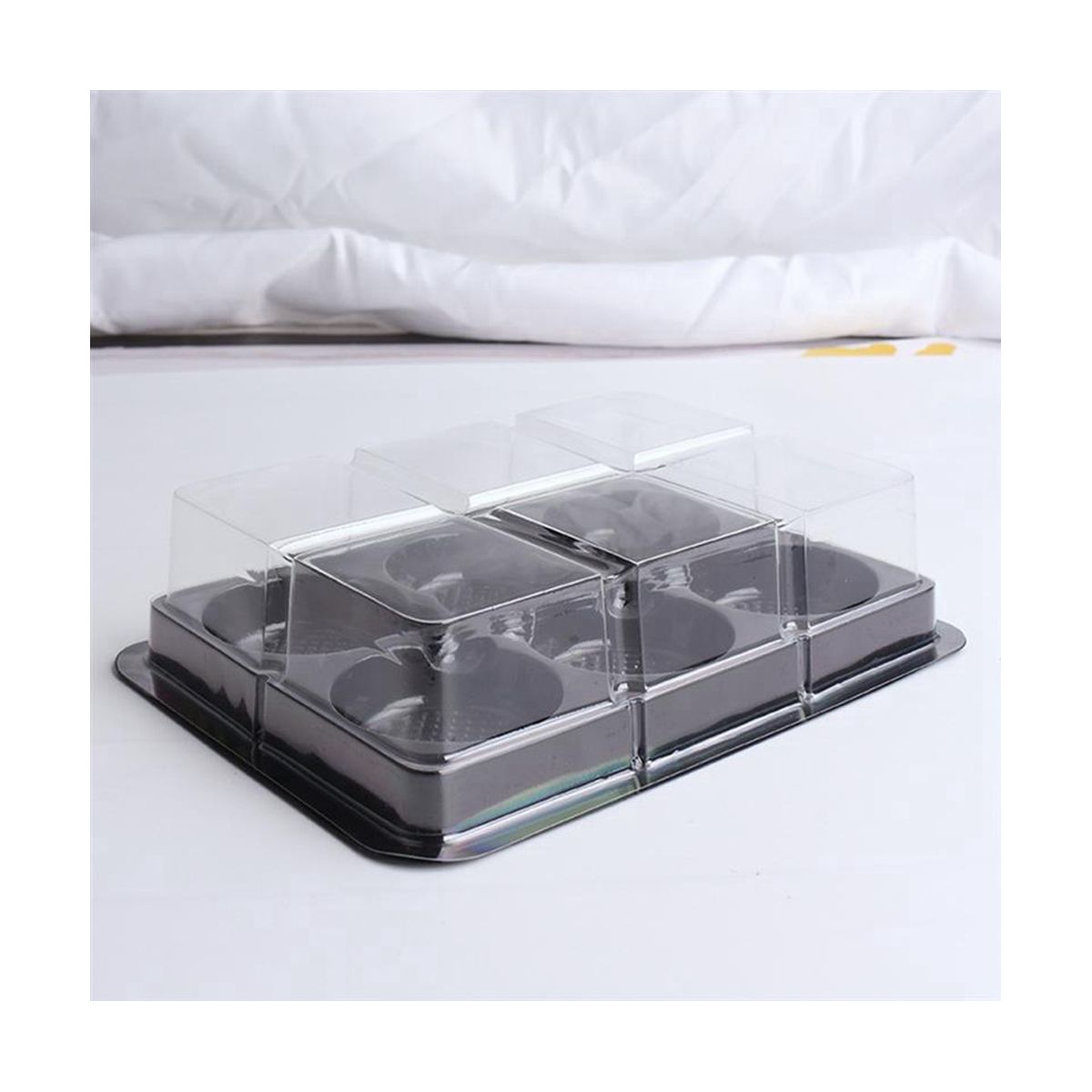 100Pcs 6 Cavities Plastic Mooncake Tray Transparent