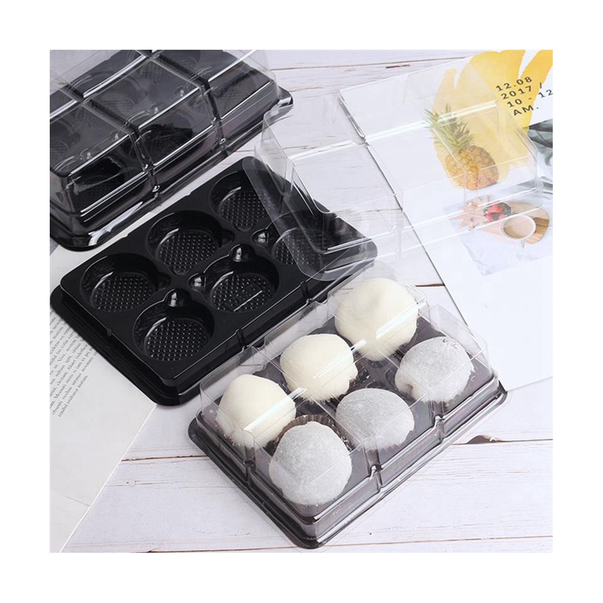 100Pcs 6 Cavities Plastic Mooncake Tray Transparent