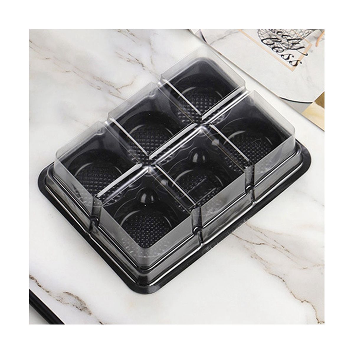 100Pcs 6 Cavities Plastic Mooncake Tray Transparent