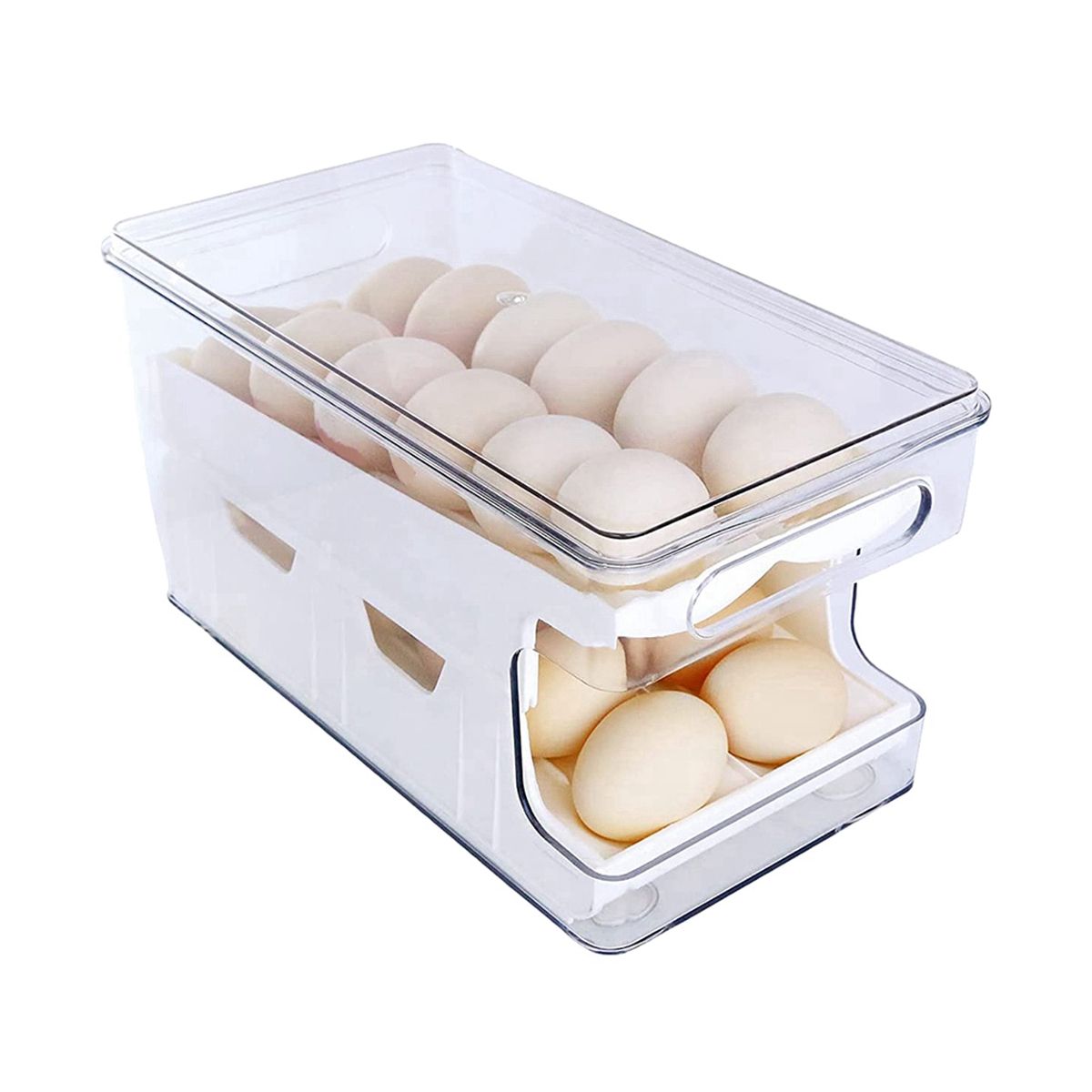 2 in 1 Egg Holder for Refrigerator , Clear Rolling Egg