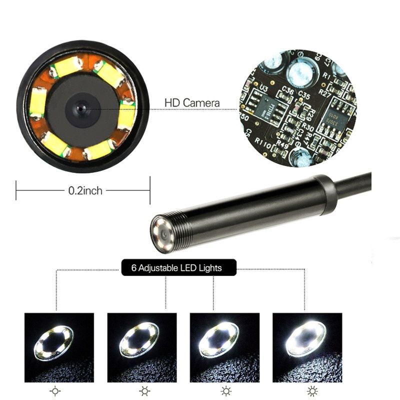 Wifi Flexible Endoscope Camera Ip68  Camera Wireless 3 In 1 Far Focus Borescope For Android Phone Type C Smartphone
