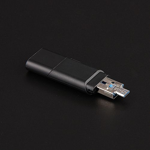 Muliawu Store 2 IN 1 USB 2.0 OTG Metal Flash Memory Stick Storage Thumb U Disk 64GB BK-Black