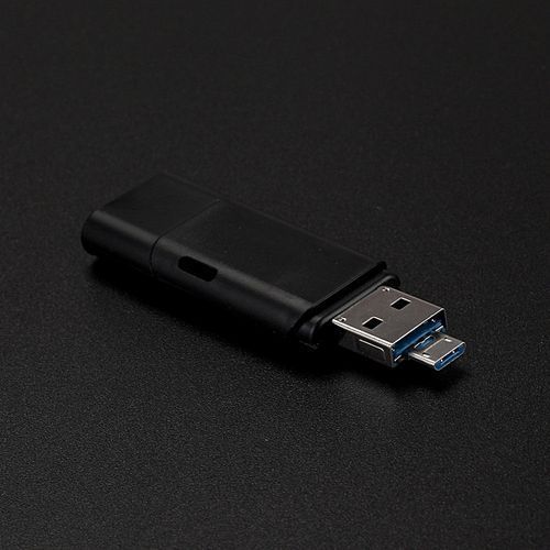 Muliawu Store 2 IN 1 USB 2.0 OTG Metal Flash Memory Stick Storage Thumb U Disk 64GB BK-Black