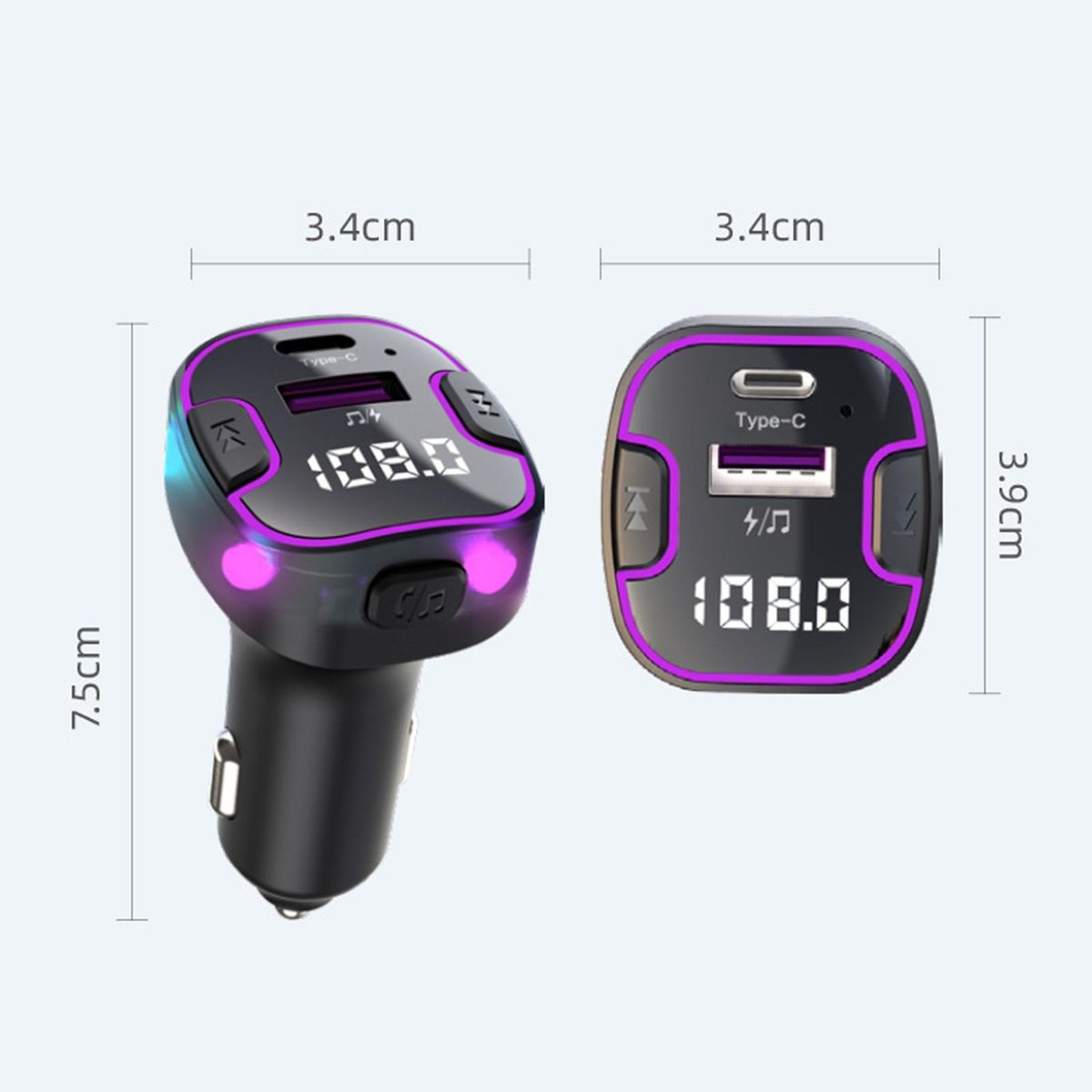 Charger for Car Wireless Car Mp3 Player Charger Bluetooth Fm Radio Black