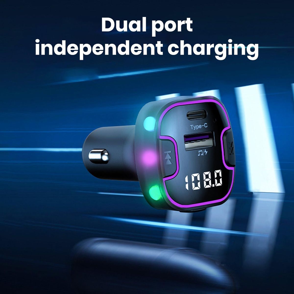 Charger for Car Wireless Car Mp3 Player Charger Bluetooth Fm Radio Black