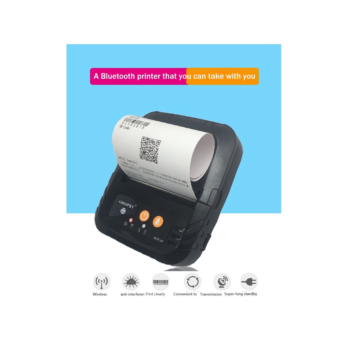 -3F Label Printer 80mm Portable Wireless Bluetooth Thermal