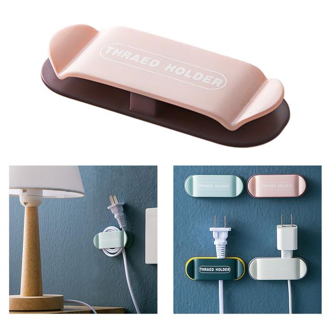 Cable Organiser Clips Plug Holder Cable Management Self Adhesive Pink