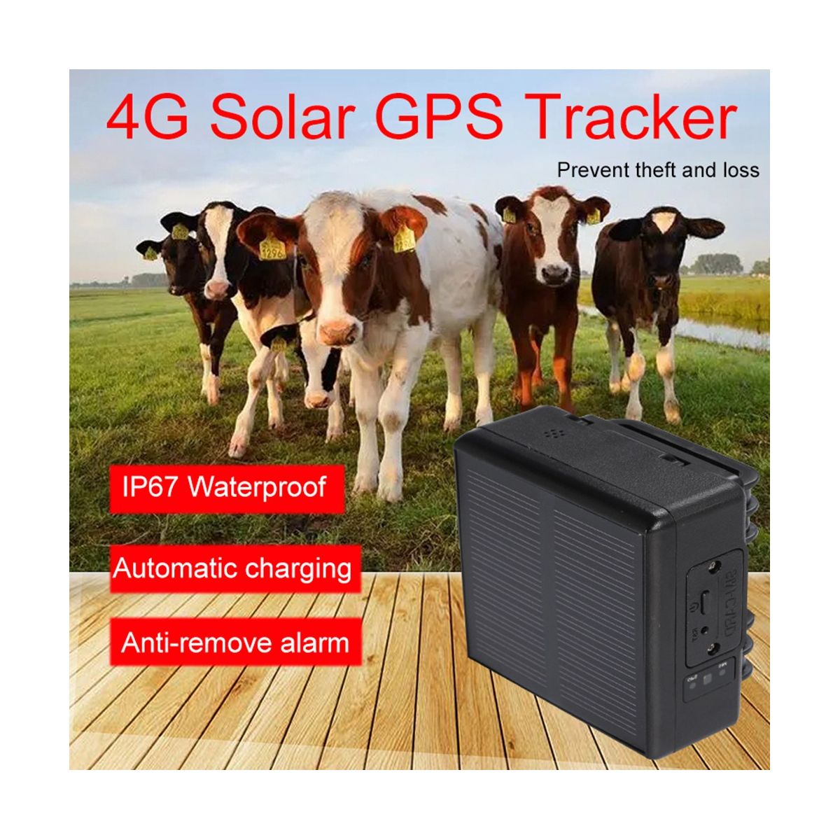 Solar GPS Tracker 4G GPS Tracker Waterproof IP66 4000MAh WIFI Cattle Cow Horse Camel Tracking Device Pets Person
