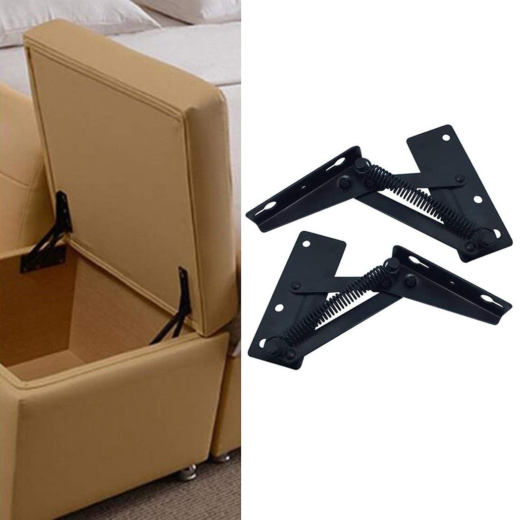 2Pc Sofa Bed Hinge Adjustable Angle Mechanism Metal Black  Multifunctional Supporting Spring Furniture Hinges Hardware