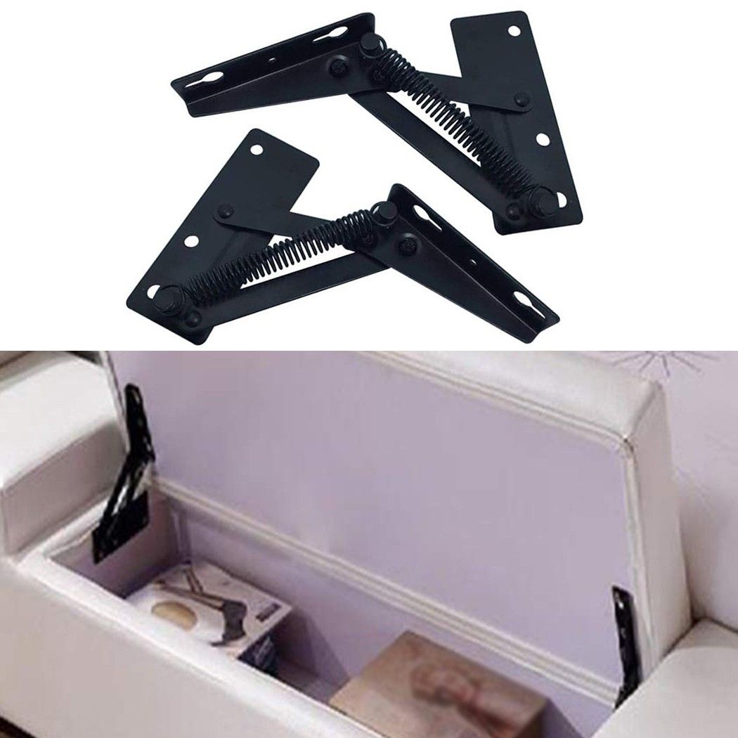 2Pc Sofa Bed Hinge Adjustable Angle Mechanism Metal Black  Multifunctional Supporting Spring Furniture Hinges Hardware