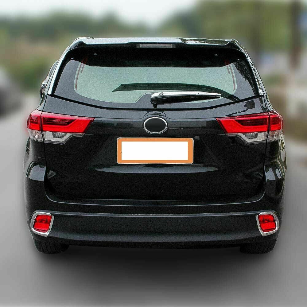 2X Chrome Bumper Rear Fog Light Lamp Cover Trim for Toyota Highlander 2014-2019