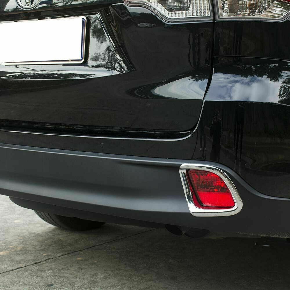 2X Chrome Bumper Rear Fog Light Lamp Cover Trim for Toyota Highlander 2014-2019