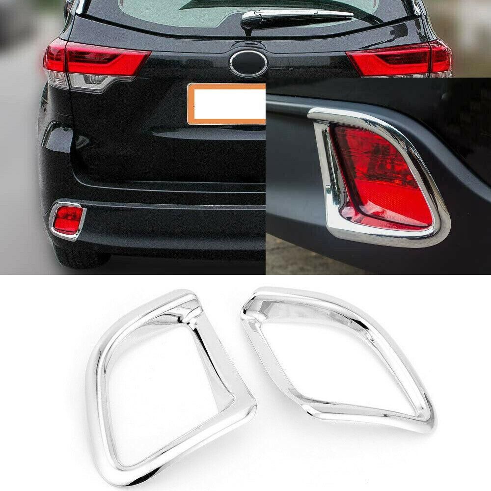 2X Chrome Bumper Rear Fog Light Lamp Cover Trim for Toyota Highlander 2014-2019