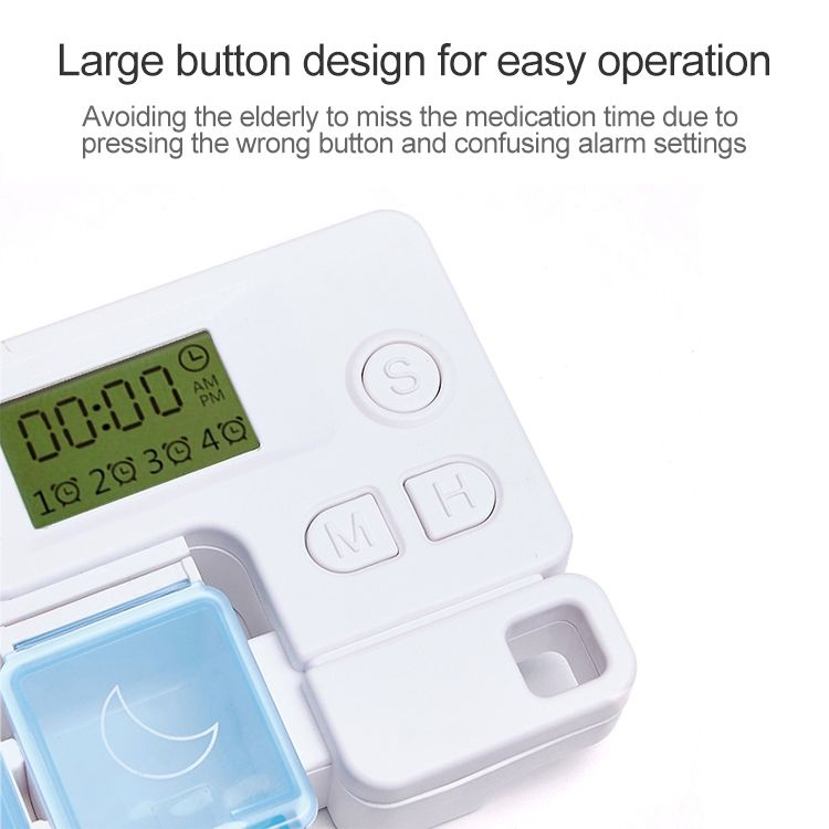 Portable Intelligent Plastic Storage Box Electronic Timing Reminder Medicine Boxes(Sky Blue)