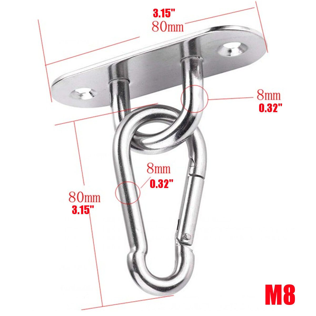 Stainless Steel Hammock Swing Hook Fixed Plate Hanging Chair Sandbag Buckles Tool Kit M8