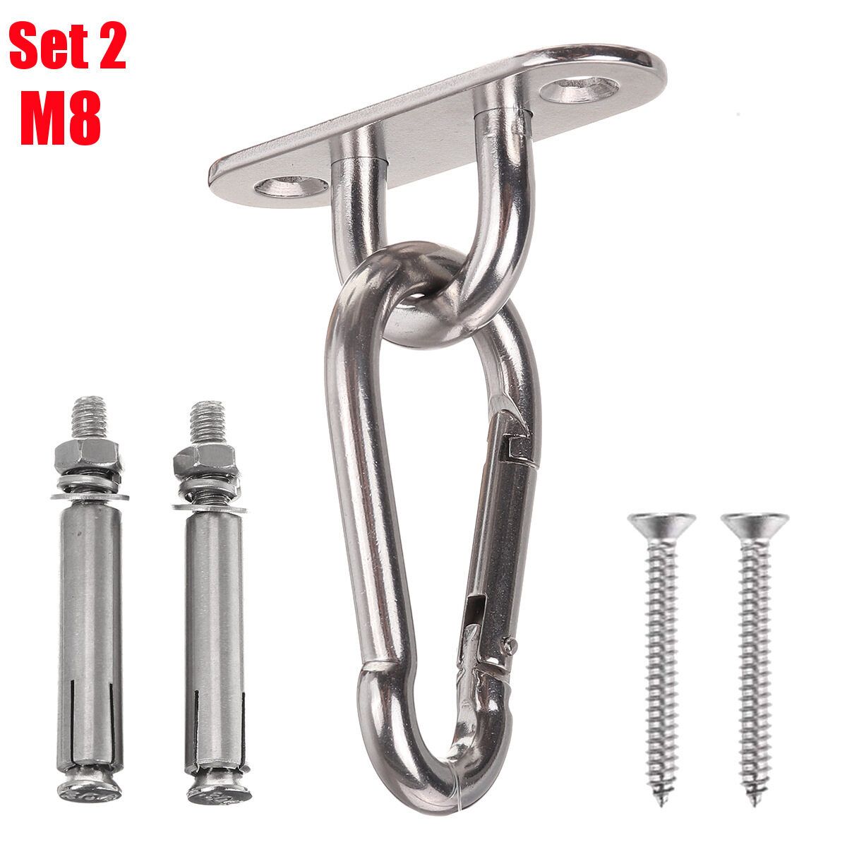 Stainless Steel Hammock Swing Hook Fixed Plate Hanging Chair Sandbag Buckles Tool Kit M8