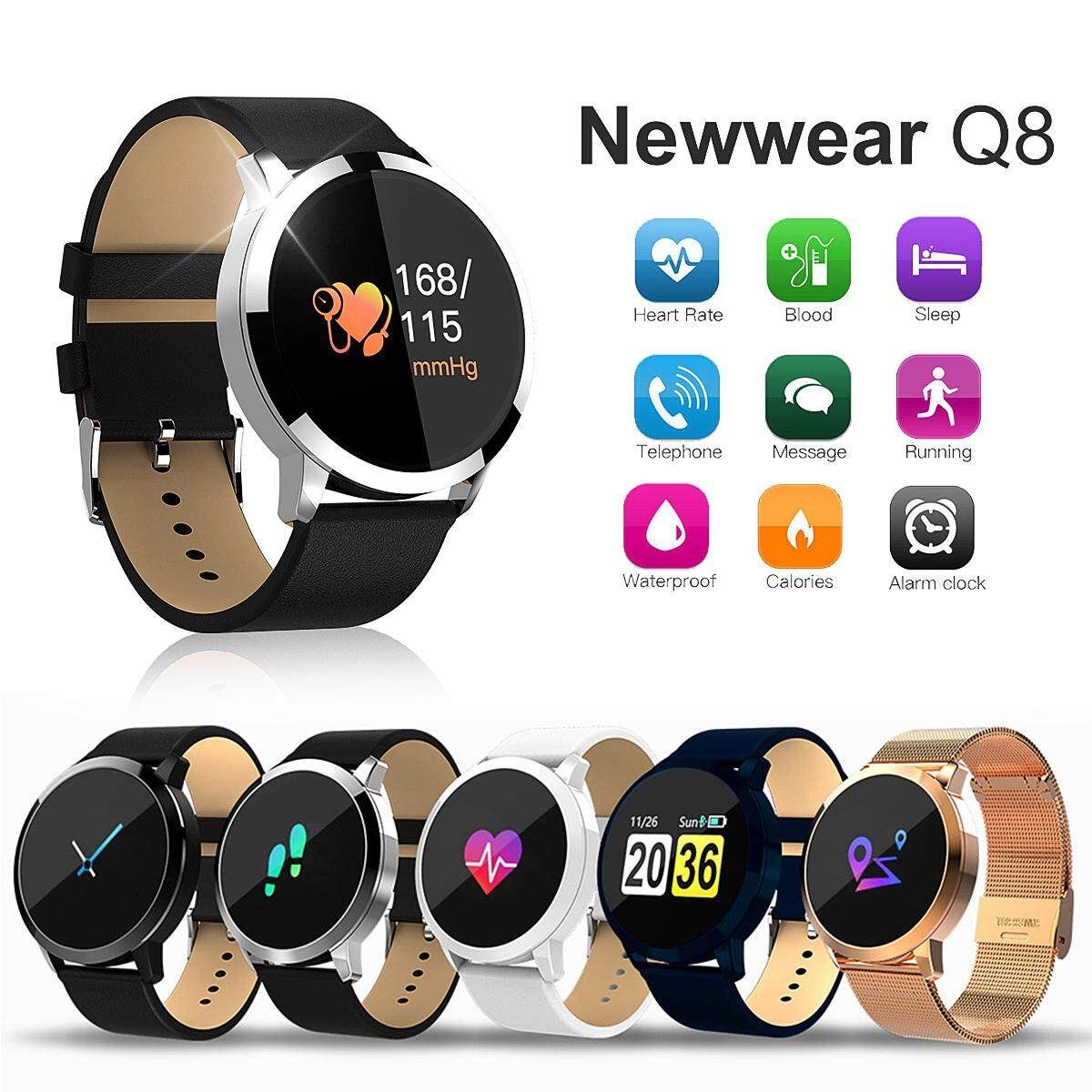 Newwear Q8 Smart Watch Waterproof Bluetooth 4.0 Touch Screen 0.95 Inch Screen For IOS&Android Silver (silver)