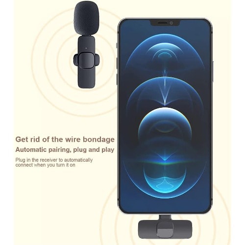 K8 Wireless Collar Mic iPhone/Android & Type C Supported Wireless Microphone