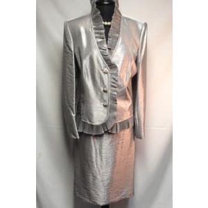 Women's Ruffled Metallic Skirt Suit