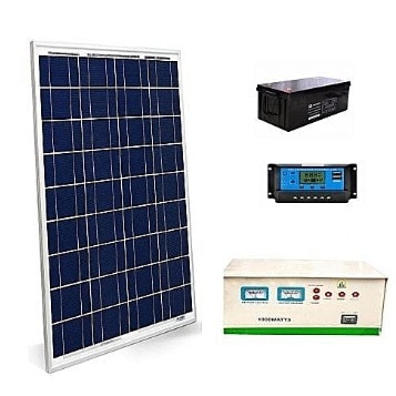1kva Inverter + 100ah Battery + 150 Watt Solarpanel & Pwm Charge Controller