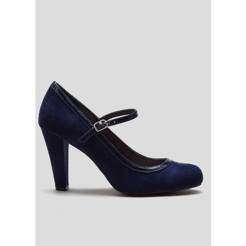 Wide Fit Navy Mary Jane Court Shoes