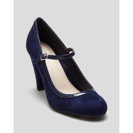 Wide Fit Navy Mary Jane Court Shoes