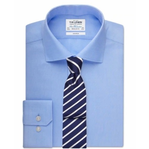Men's Formal Shirt With Matching Tie - Blue & Striped Black