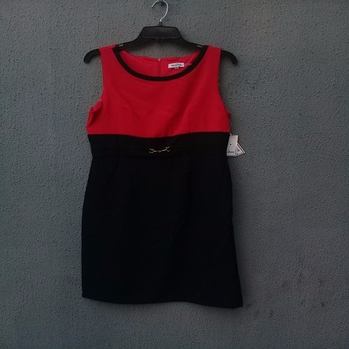 3 Quarter - Sleeve Jacket 7 Dress Set - Two-Piece - Black & Red