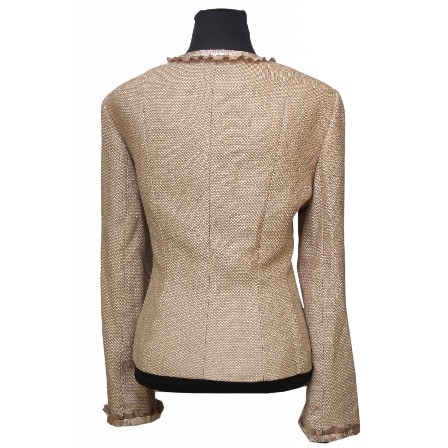 Ruffle Trim Long Sleeve Jacket - Brown