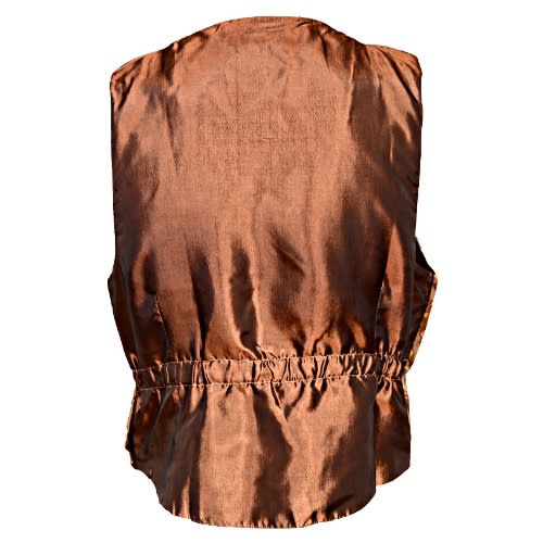 Wrap Around Patterned Men's Waistcoat With Lapel- Brown & Gold - Mwc-2812