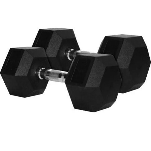 De Young 15kg Rubber Hex Dumbbell Pair