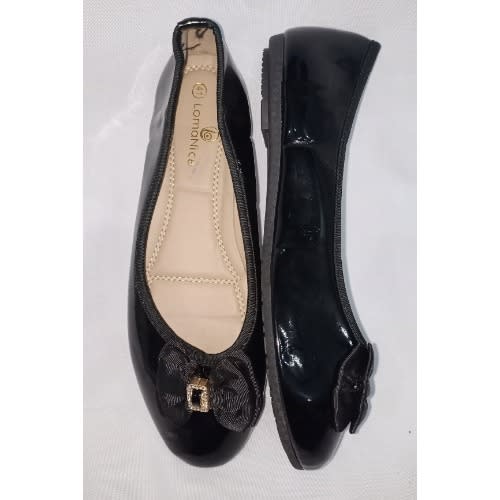 Patent Leather Female Slip On Shoe - Black